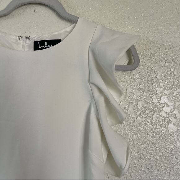 Lulus Dinah White One-Shoulder Ruffle Sleeve Dress Size Small EUC - Picture 7 of 12